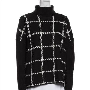 $80 Anthropologie Black Plaid Turtleneck Sweater. Size Extra Small